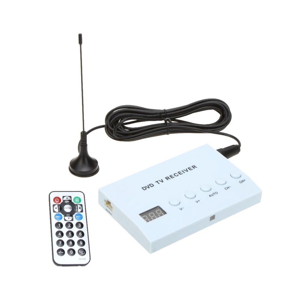 Wewoo - Voiture Numérique TV Simulation Récepteur blanc DVD Moniteur Analogique TV Tuner Box avec Télécommande - Accessoires de motorisation