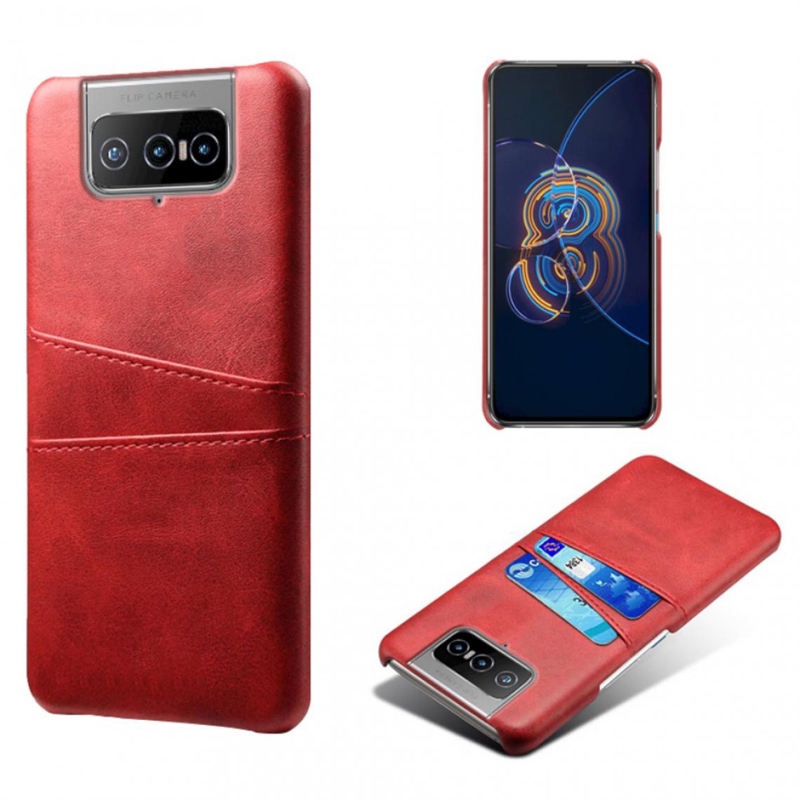 Other - Coque en TPU + PU Étui enduit avec porte-cartes double rouge pour votre Asus Zenfone 8 Flip - Coque, étui smartphone