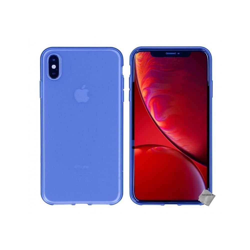 Htdmobiles - Housse etui coque pochette silicone gel fine pour Apple iPhone XS Max + verre trempe - BLEU - Autres accessoires smartphone