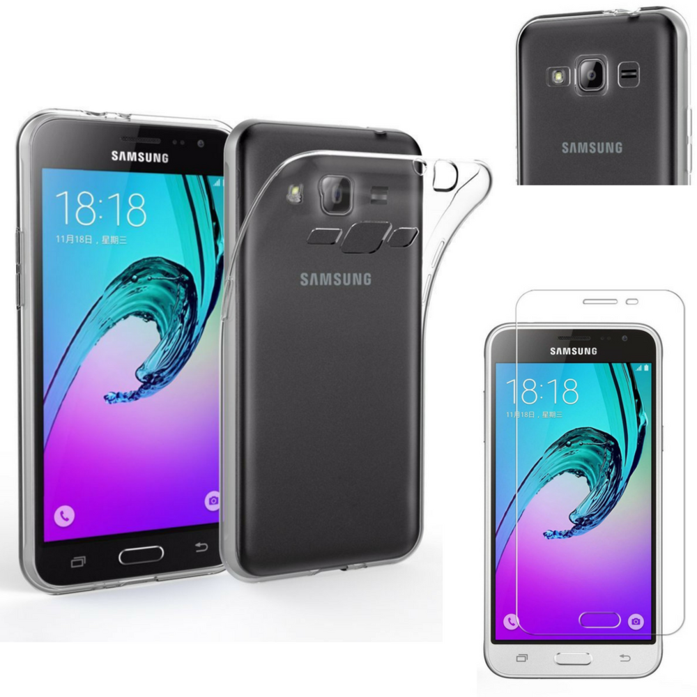 Phonillico - Coque TPU Silicone pour Samsung Galaxy J3 2016 SM-J320 + Verre Trempé Film Protection Ecran [Phonillico®] - Coque, étui smartphone
