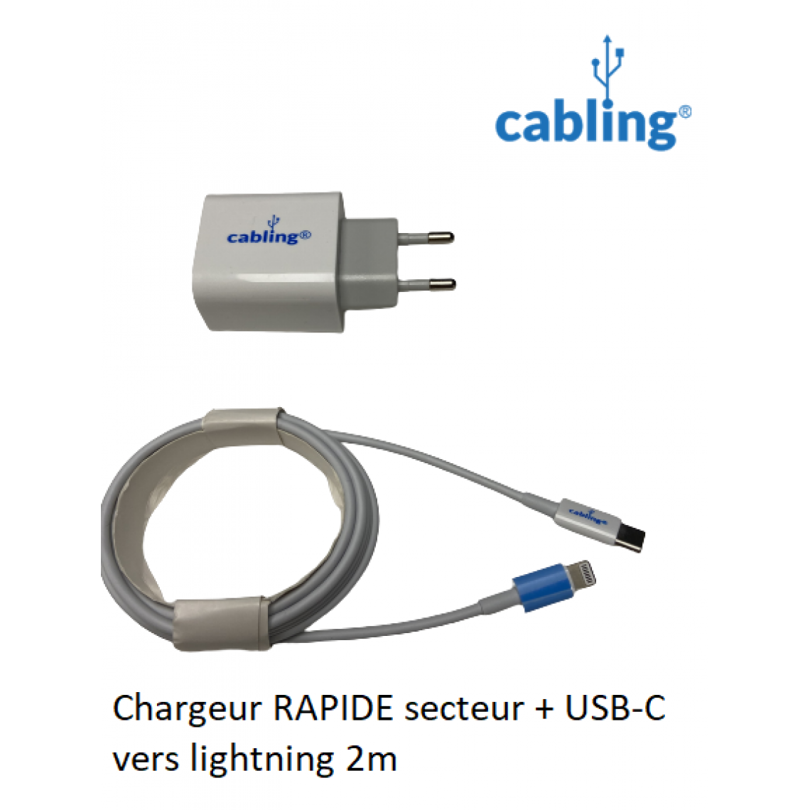 Cabling - CABLING®Chargeur USB C 20W, Power Delivery Chargeur Rapide 3.0 avec Cable lightning 2 M, Adaptateur Secteur USB C Mural Compatible avec iPhone 12/12 Mini/ 12 Pro/ 12 Pro Max/ 11 X 8 - Chargeur secteur téléphone