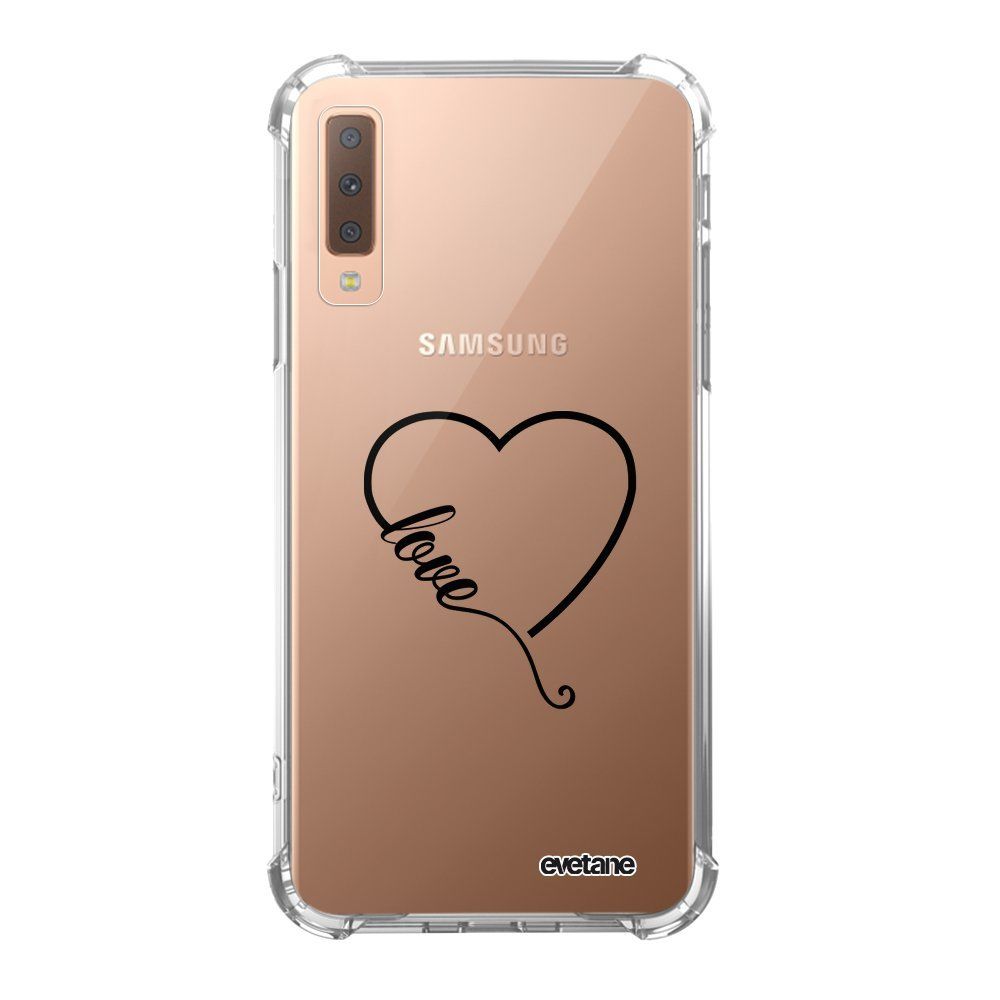 Evetane - Coque Samsung Galaxy A7 2018 anti-choc souple avec angles renforcés transparente Coeur love Evetane - Coque, étui smartphone