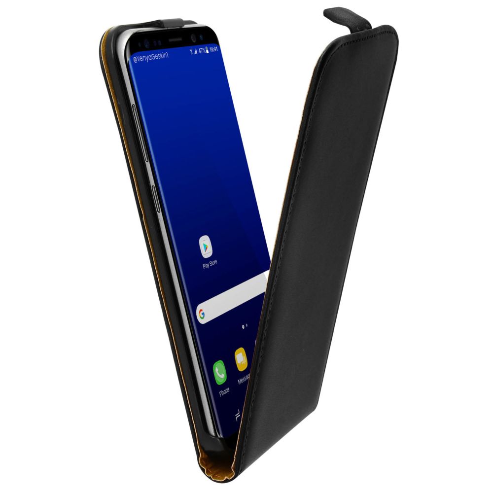Avizar - Housse Clapet Vertical Cuir Samsung Galaxy S8 Plus - Protection intégrale noir - Coque, étui smartphone