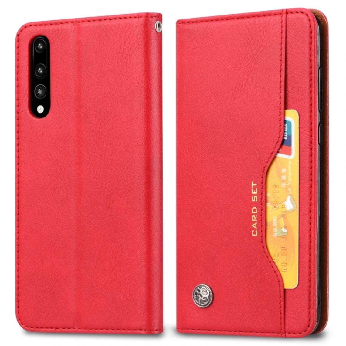 Wewoo - Housse Coque Étui en cuir Flip à texture de peau horizontale pour Huawei P20 Proavec cadre photo et supportemplacements cartes et porte-monnaie Rouge - Coque, étui smartphone