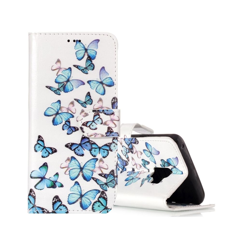 Wewoo - Housse Étui bleu pour Samsung Galaxy S9 petit papillon motif horizontal en cuir flip avec titulaire et fentes cartes porte-monnaie - Coque, étui smartphone