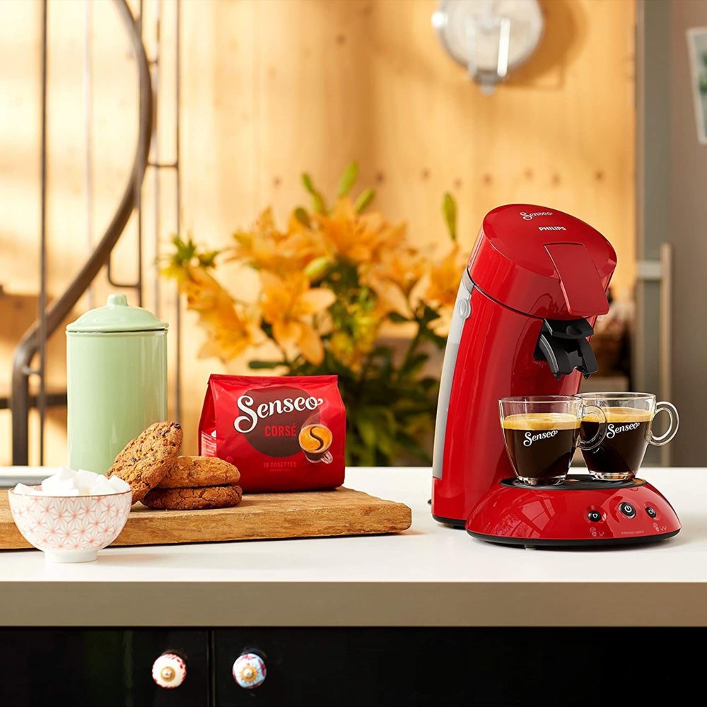 Philips - Machine à Café à Dosettes SENSEO de 0,75L 1450W rouge intense - Expresso - Cafetière