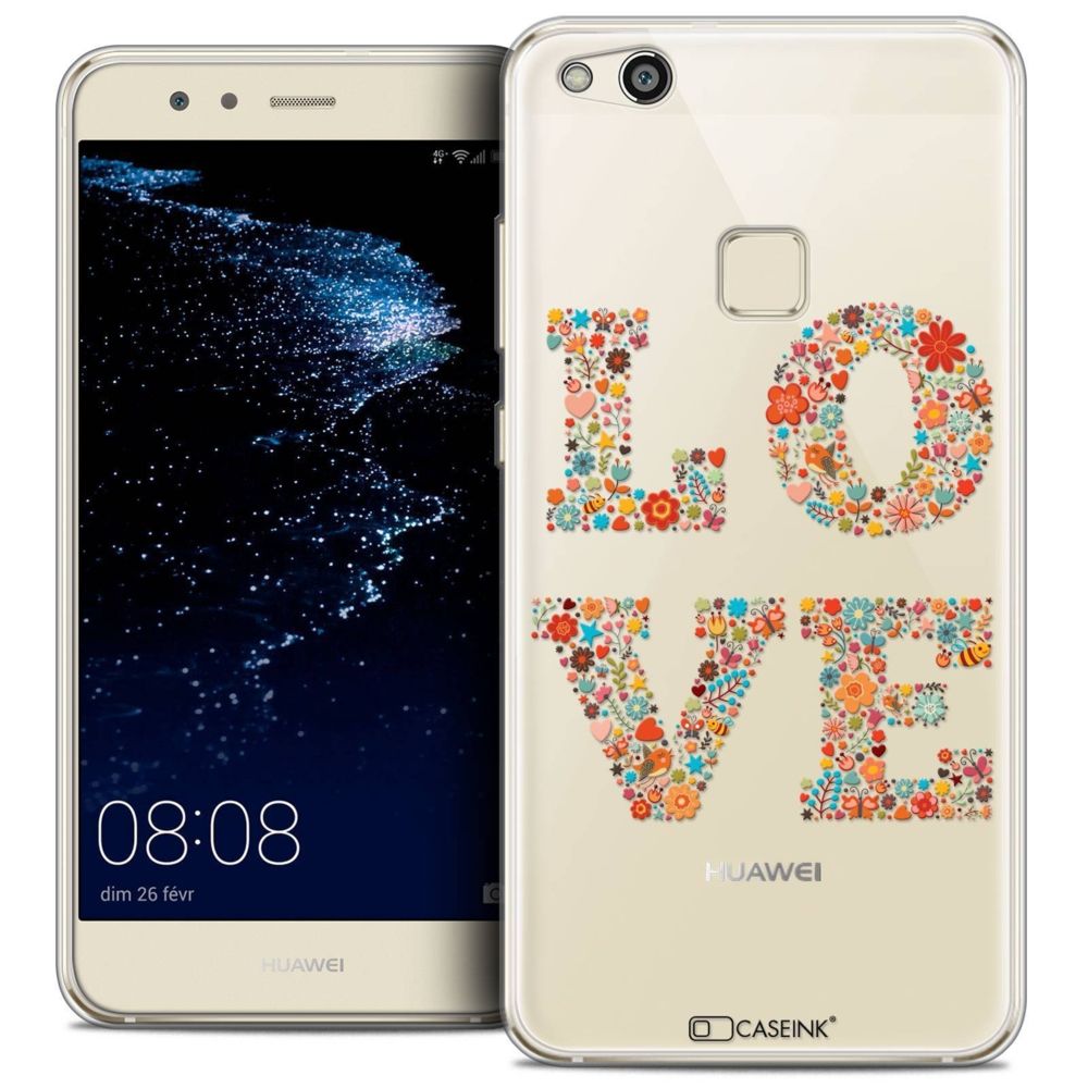 Caseink - Coque Housse Etui Huawei P10 LITE (5.2 ) [Crystal Gel HD Collection Summer Design Love Flowers - Souple - Ultra Fin - Imprimé en France] - Coque, étui smartphone