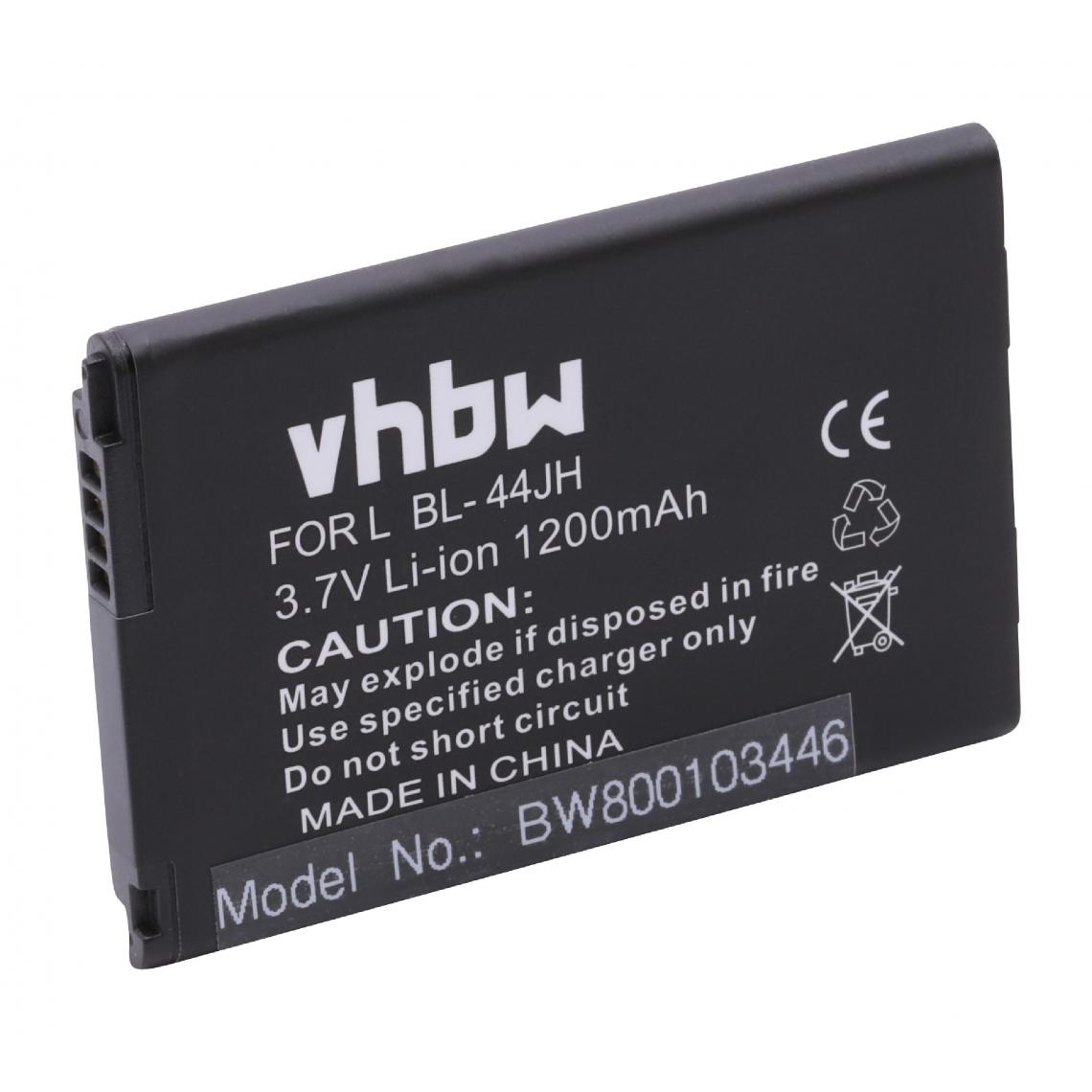 Vhbw - vhbw Batterie remplacement pour LG BL-44JH, EAC61839001, EAC61839006, EAC61878801, EAC61878801 AAC pour smartphone (1200mAh, 3,7V, Li-ion) - Batterie téléphone