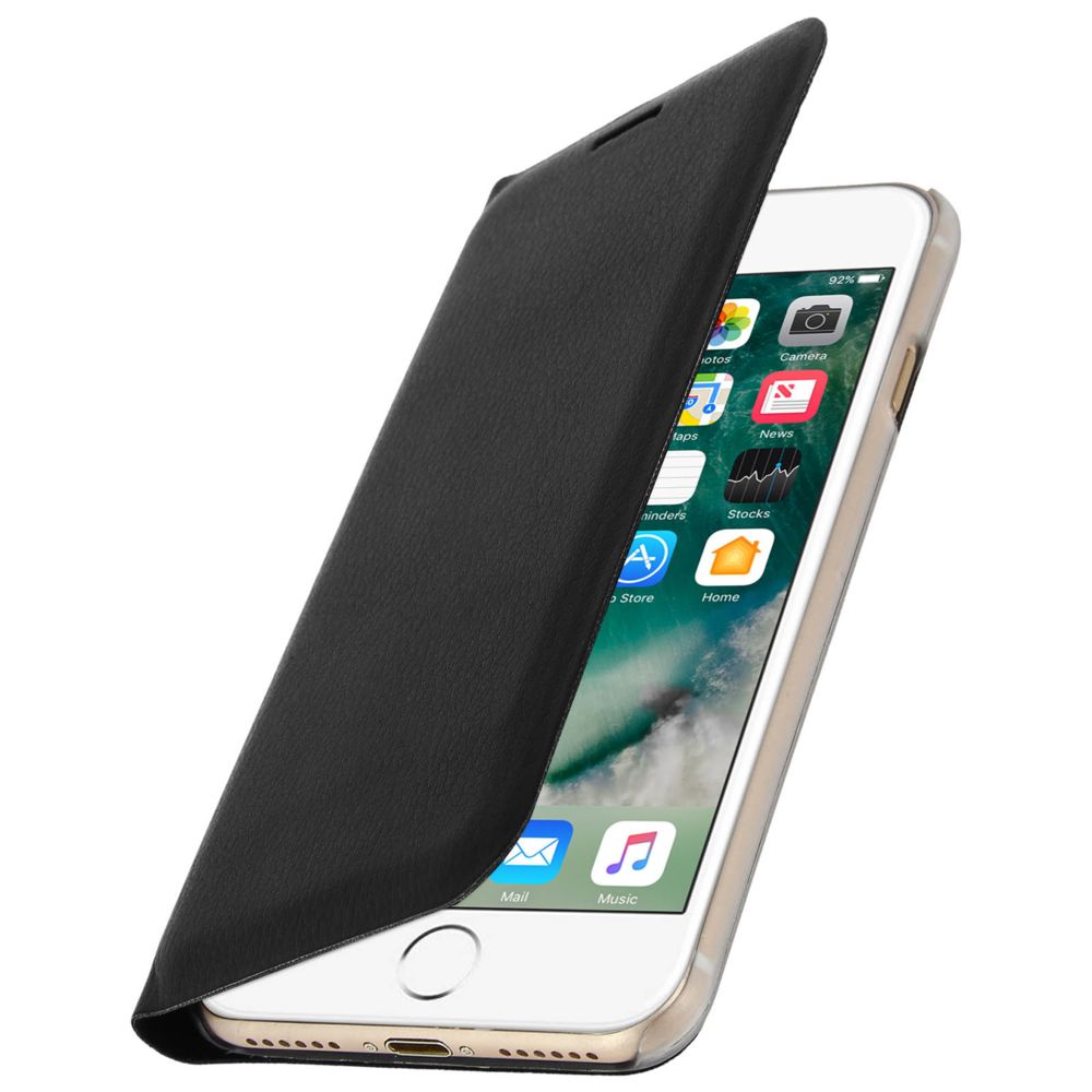 Avizar - Housse iPhone 7 / 8 / SE 2020 Etui Portefeuille Clapet Flip Cover Ultra-fin Noir - Coque, étui smartphone