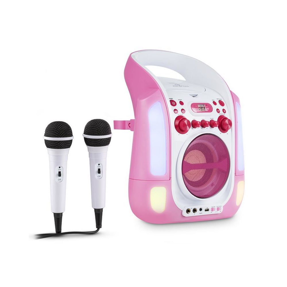 Auna - auna Kara Illumina Lecteur karaoké CD USB MP3 effets lumineux LED 2 micros ?rose Auna - Sonorisation portable