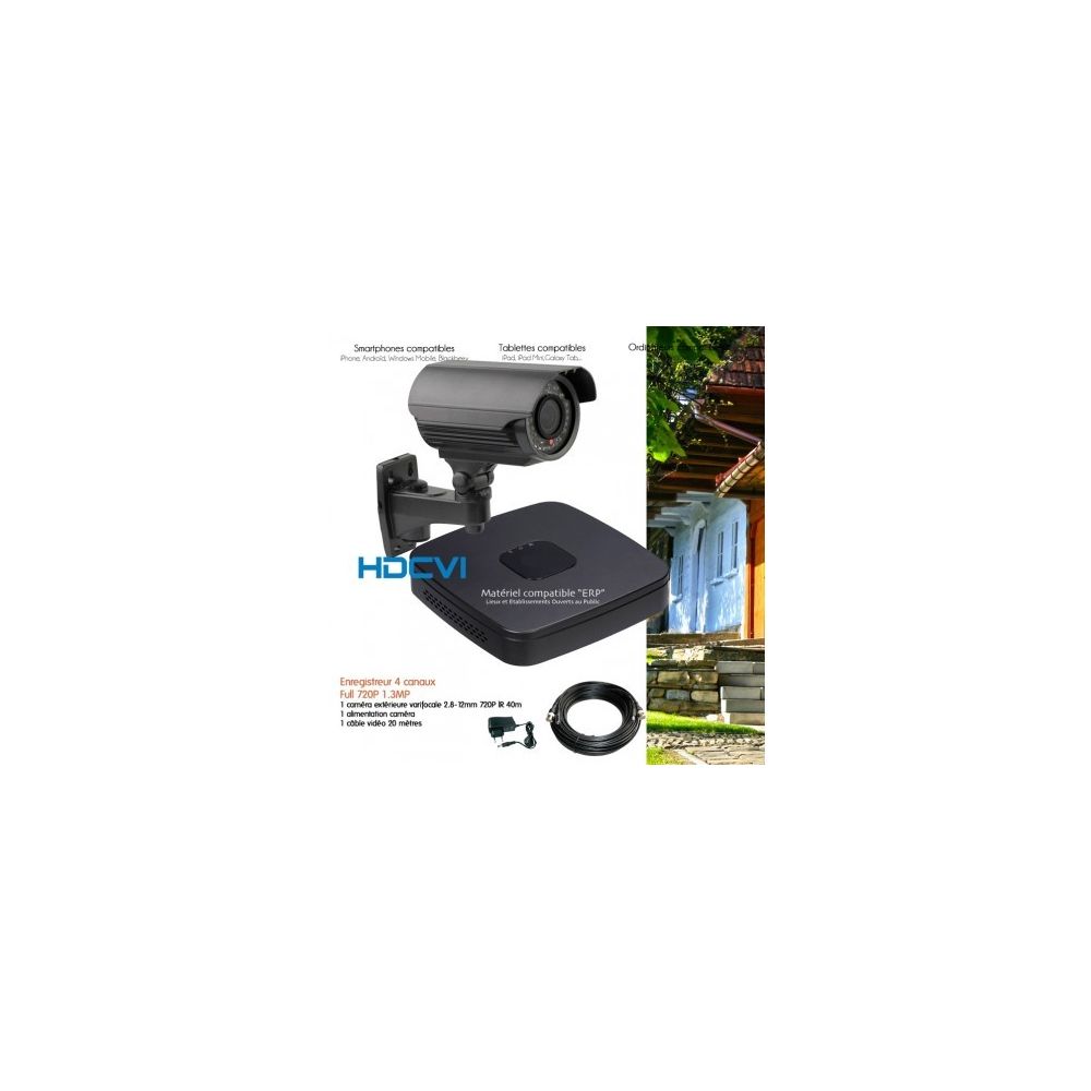 Dahua - Kit de vidéo surveillance HDCVI avec caméra extérieure varifocale Capacité du disque dur - Disque dur de 2 To (+ 98 ) - Caméra de surveillance connectée