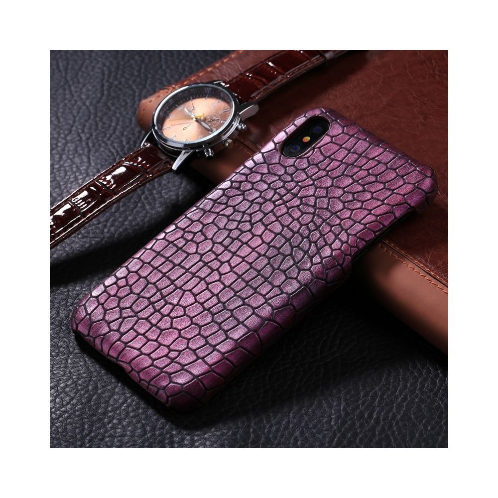 Wewoo - Coque Violet pour iPhone X Crocodile Texture Pâte Étui de protection arrière - Coque, étui smartphone