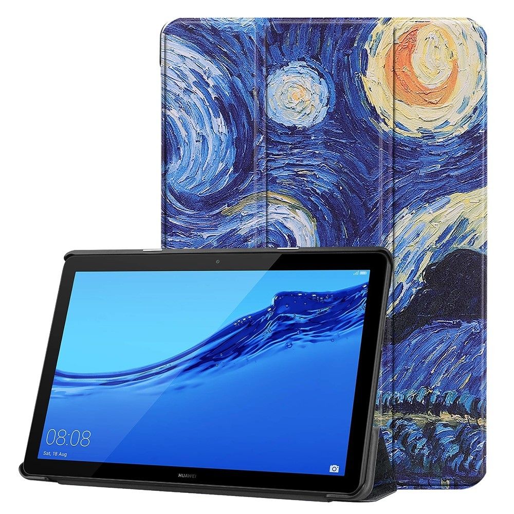 marque generique - Etui en PU tri-fold motif peinture à l'huile pour votre Huawei MediaPad T5 10 - Autres accessoires smartphone