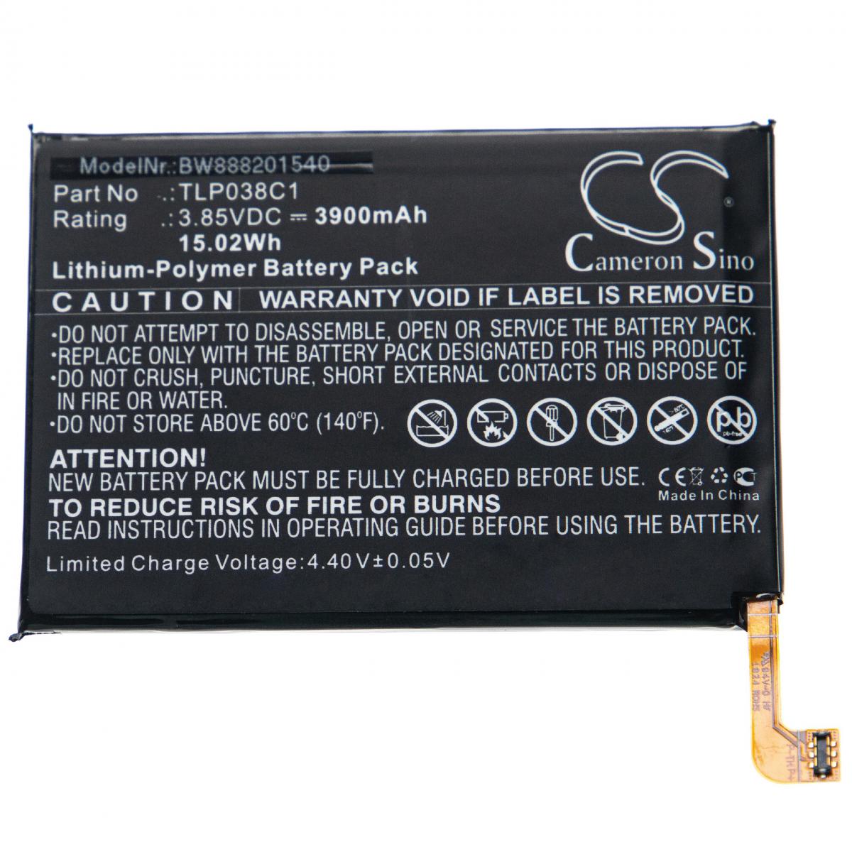 Vhbw - vhbw batterie compatible avec Alcatel One Touch OT-6062, OT-6062W smartphone (3900mAh, 3,85V, Li-Polymère) - Batterie téléphone