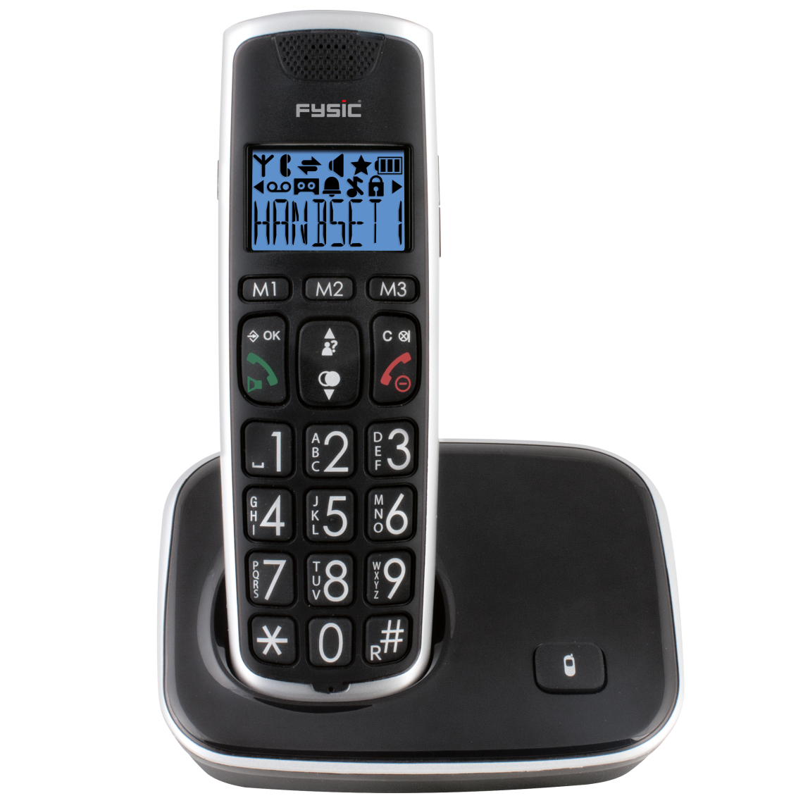 FYSIC - Fysic Téléphone DECT FX-6000 simple Noir et argenté - Téléphone fixe sans fil