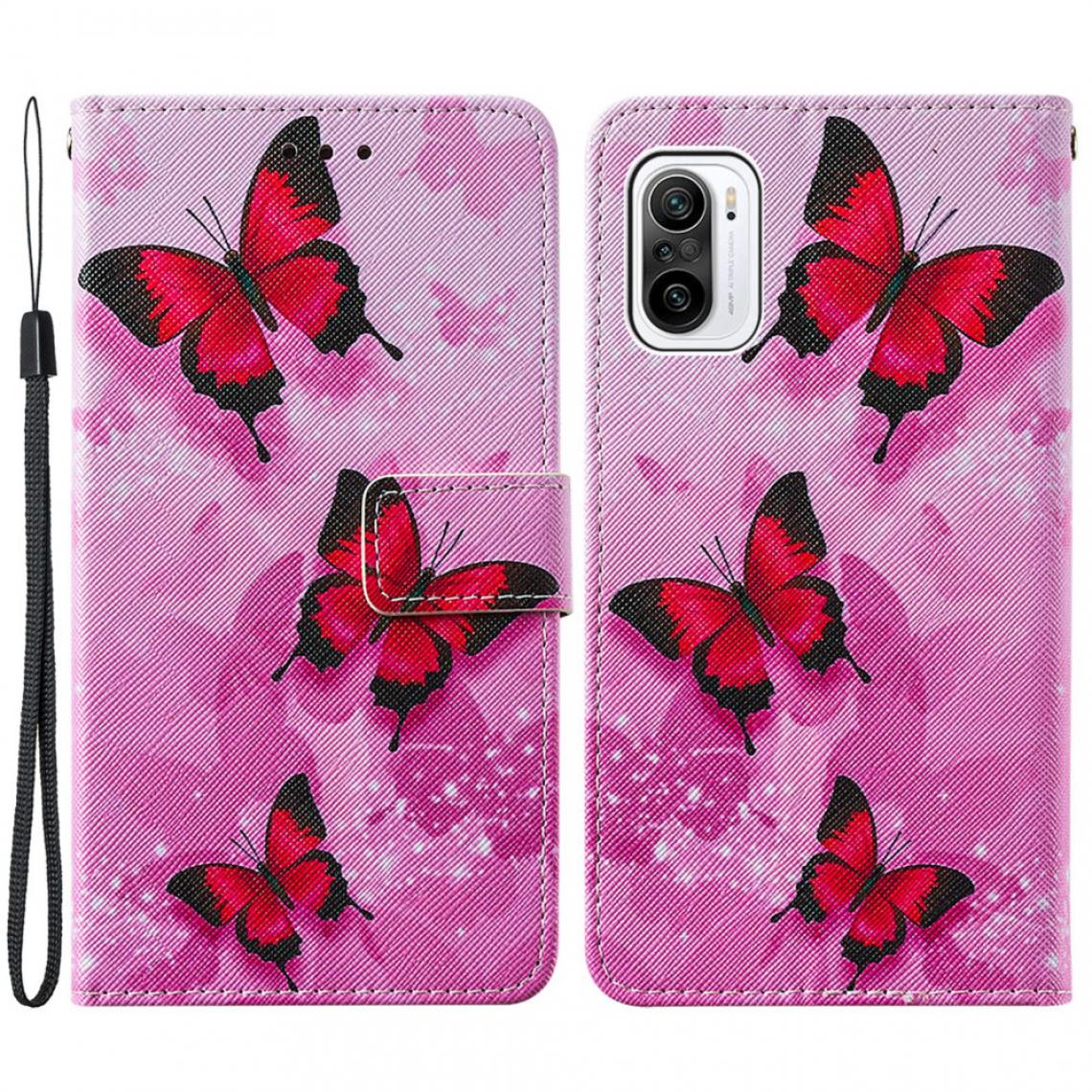 Other - Etui en PU Impression de motifs de texture croisée avec support et sangle papillon rose pour votre Xiaomi Mi 11i/Poco F3/Redmi K40/K40 Pro - Coque, étui smartphone