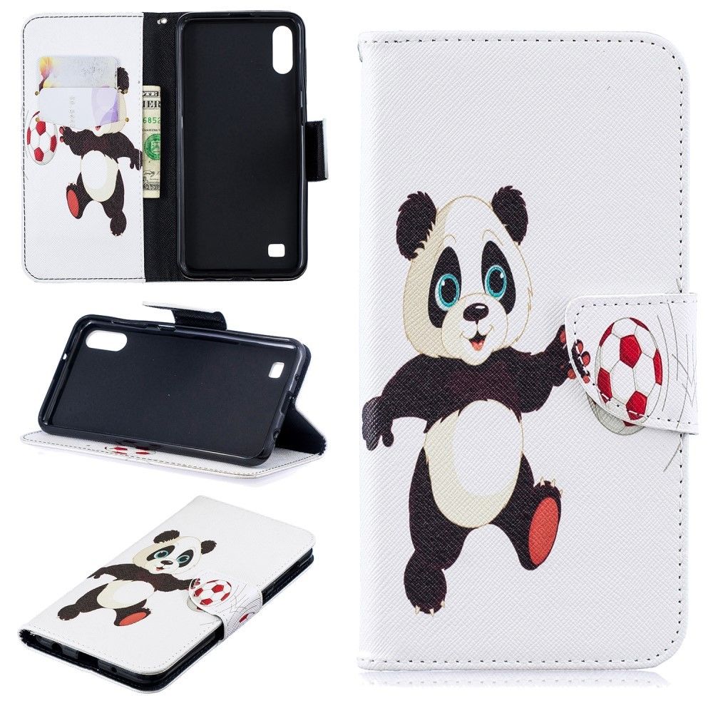 marque generique - Etui en PU impression de motifs panda joue au football pour votre Samsung Galaxy A10 - Coque, étui smartphone