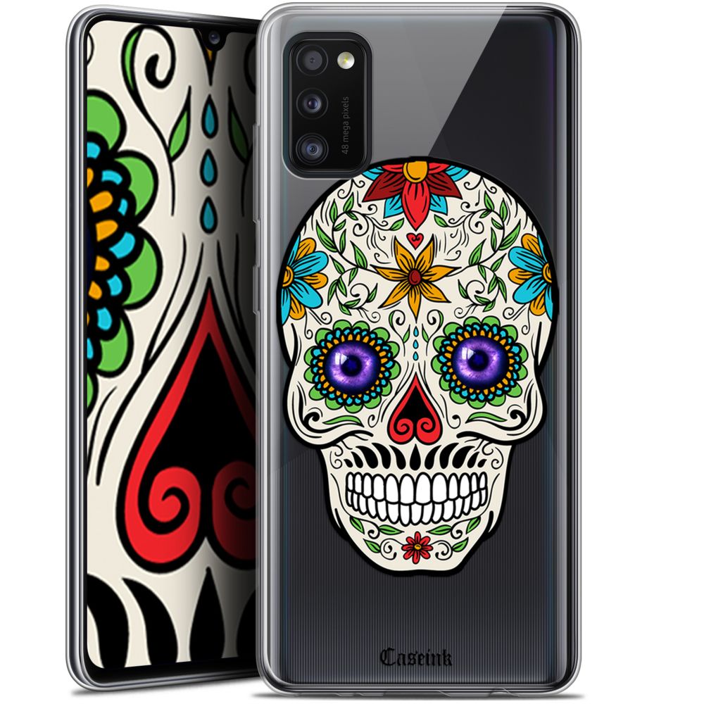 Caseink - Coque Pour Samsung Galaxy A41 (6.1 ) [Gel HD Collection Skull Design Maria's Flower - Souple - Ultra Fin - Imprimé en France] - Coque, étui smartphone