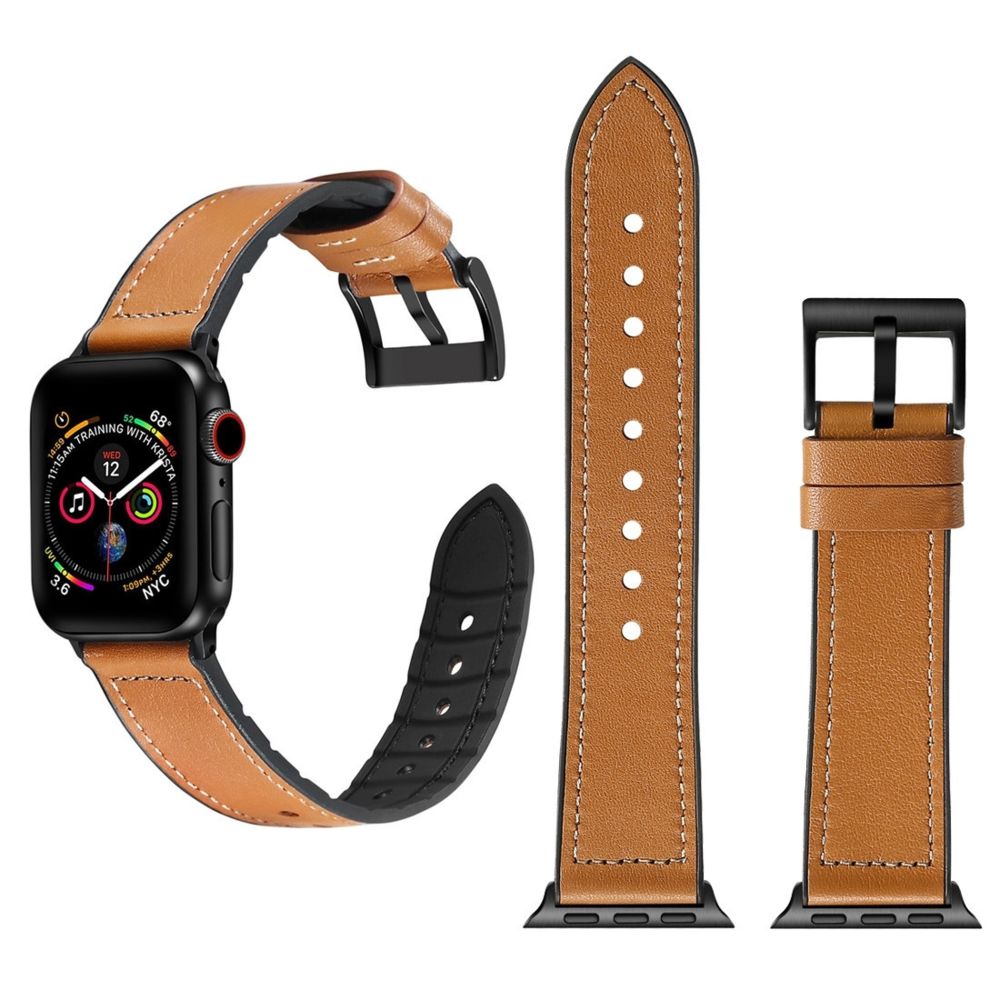 Wewoo - Bracelet de montre en acier inoxydable couleur TPU + pour Apple Watch séries 5 et 440 mm / 3 et 2 et 138 mm brun - Accessoires montres connectées