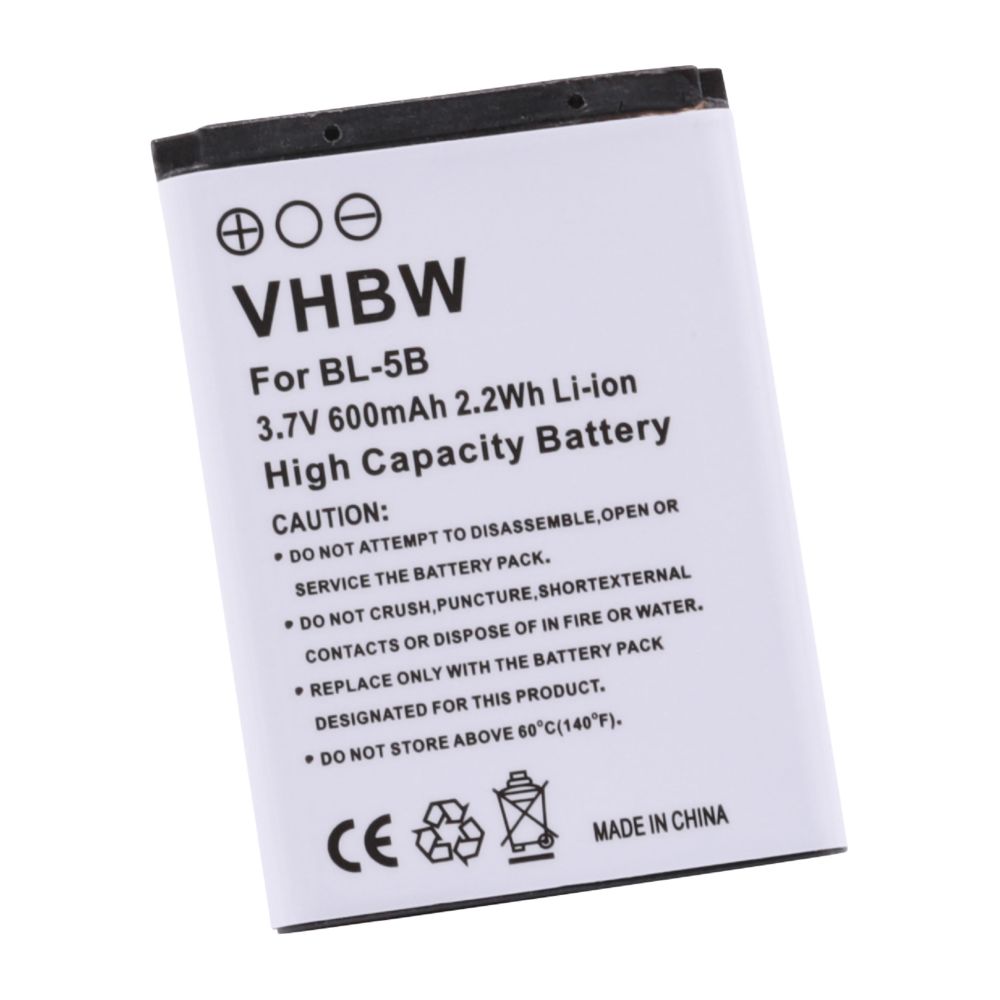 Vhbw - vhbw Li-Ion batterie 600mAh (3.7V) pour Smartphone, téléphone, portable VERTU Constellation comme Nokia BL-5B. - Batterie téléphone
