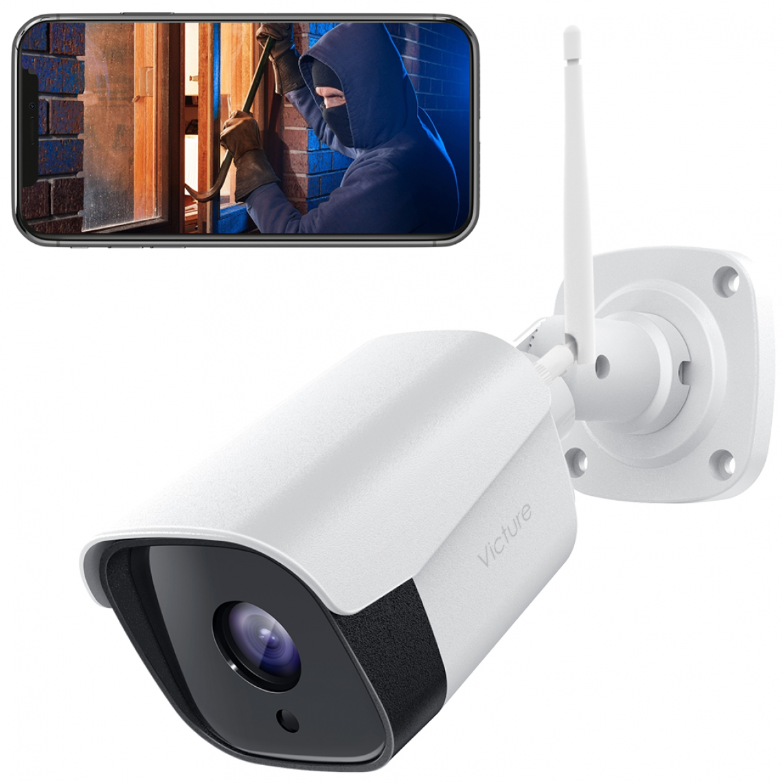 Victure - Victure Caméra de Sécurité Extérieure PC730, Caméra de Surveillance à Domicile Wi-Fi Victure 1080P, Résistante Aux Intempéries, Fonctionne avec Alexa [Application IPC360/application Victure Home - Caméra de surveillance connectée