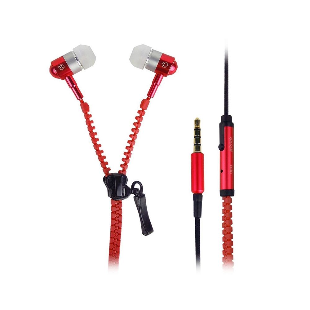 Karylax - Ecouteurs Kit Mains Libres Zip couleur rouge Pour Smartphone Logicom L-Ement 553 - Autres accessoires smartphone