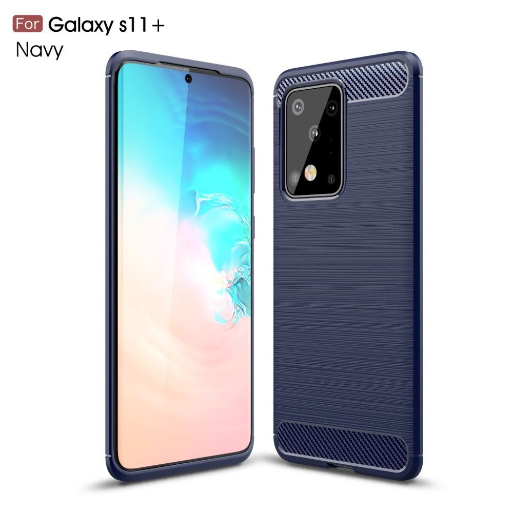 marque generique - Coque en TPU fibre de carbone antichoc brossée bleu marine pour votre Samsung Galaxy S11 Plus - Coque, étui smartphone