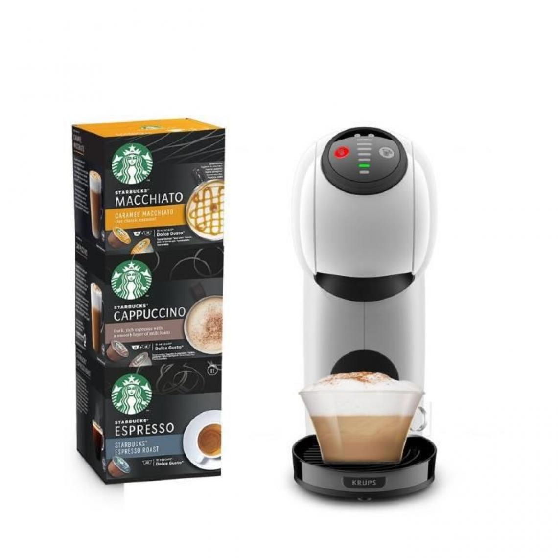 Krups - KRUPS YY4738FD Genio S Machine a café expresso Nescafé Dolce Gusto + 3 boites de 12 capsules Starbucks, Fonction XL intuitive, Blanc - Expresso - Cafetière