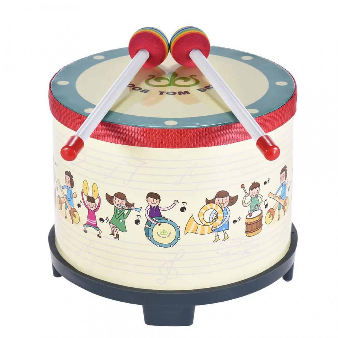 Justgreenbox - Instrument de percussion de carnaval de club de rassemblement de tambour de plancher en bois de 8 pouces avec 2 maillets pour des enfants d'enfants - 32821299541 - Tambours