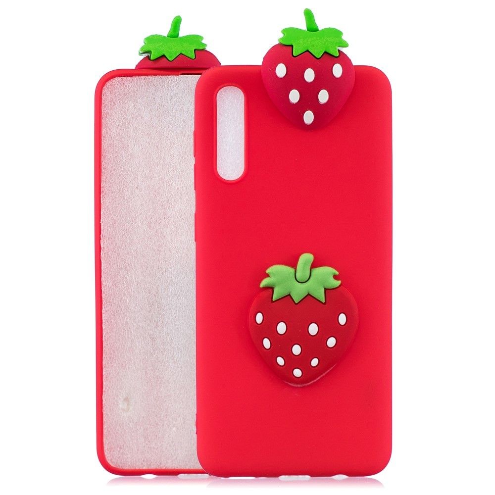 marque generique - Coque en TPU gel à motif 3D fraise pour votre Samsung Galaxy A50 - Coque, étui smartphone