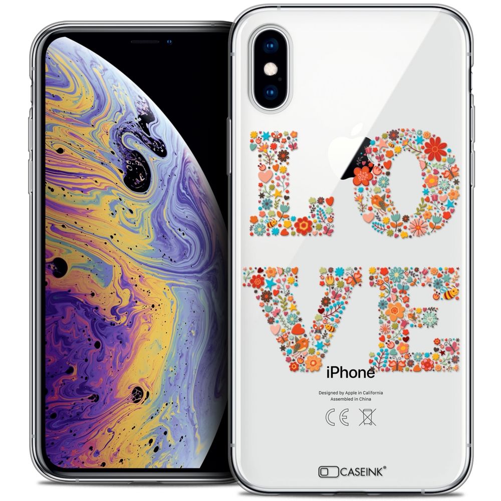 Caseink - Coque Housse Etui Apple iPhone Xs Max (6.5 ) [Crystal Gel HD Collection Summer Design Love Flowers - Souple - Ultra Fin - Imprimé en France] - Coque, étui smartphone