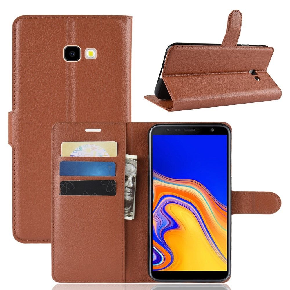 marque generique - Etui en PU marron pour votre Samsung Galaxy J4 Plus - Autres accessoires smartphone