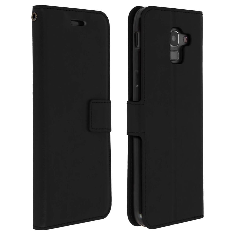 Avizar - Housse Folio Samsung Galaxy J6 Etui Porte carte Fonction Support - Noir - Coque, étui smartphone