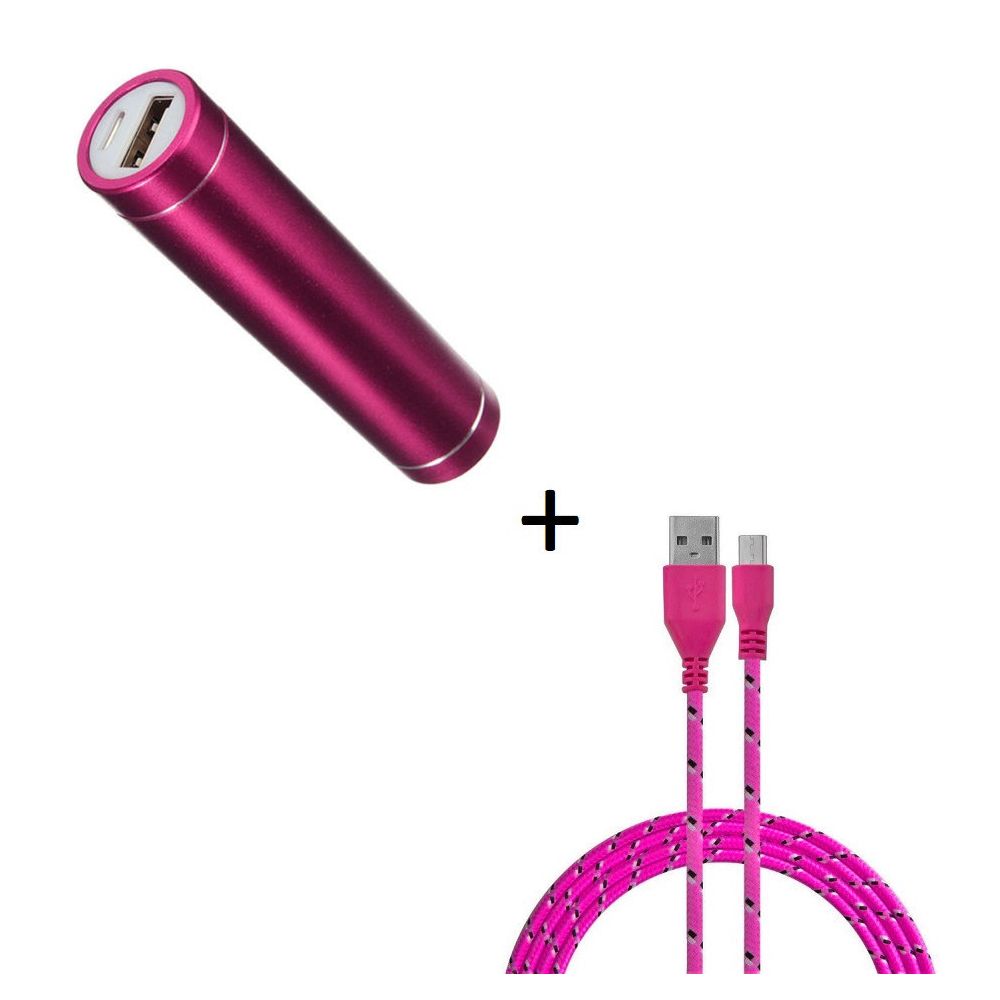 marque generique - Pack Batterie pour SONY Xperia XA Smartphone Micro USB (Cable Tresse 3m + Batterie Chargeur Externe) Android 2600mAh (ROSE BONBON) - Chargeur secteur téléphone