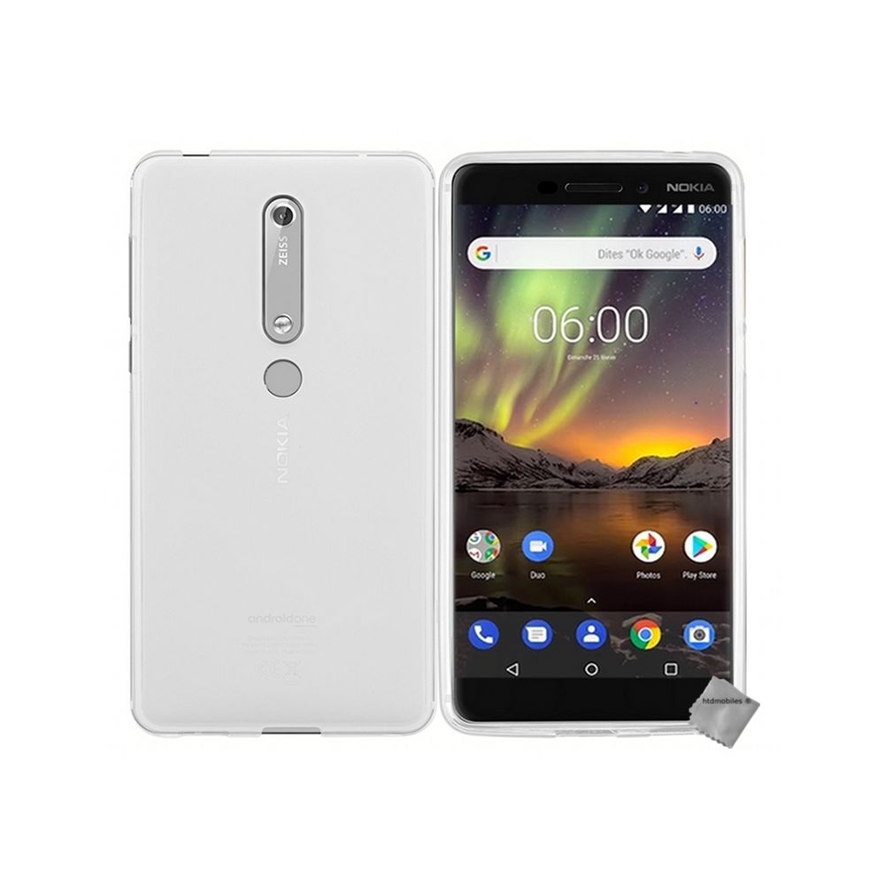 Htdmobiles - Housse etui coque pochette silicone gel fine pour Nokia 6.1 (2018) + film ecran - BLANC TRANSPARENT - Autres accessoires smartphone