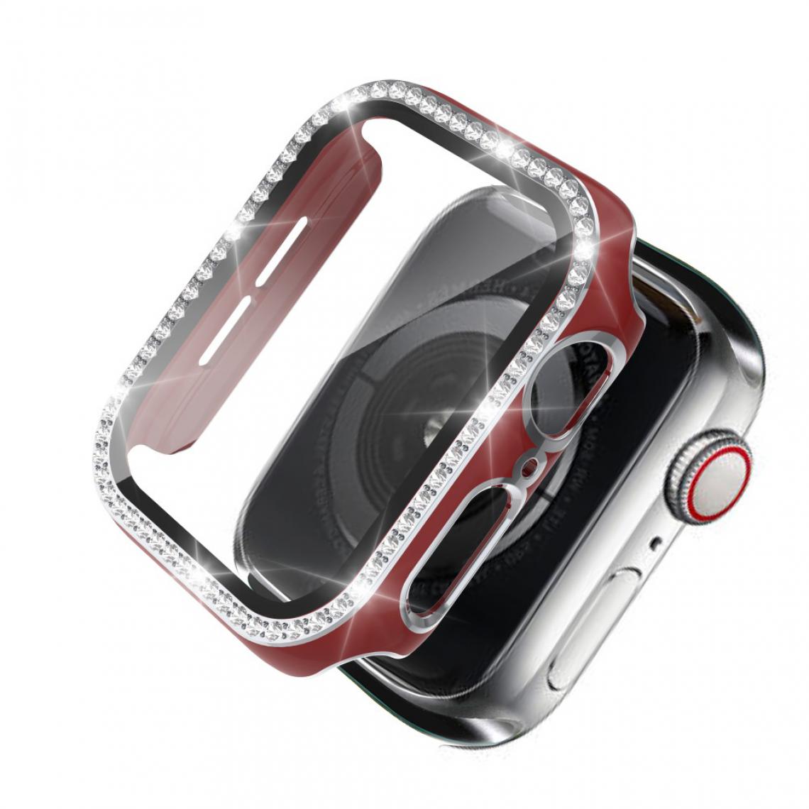Other - Coque en TPU Cristal de strass de galvanoplastie bicolore rouge/argent pour votre Apple Watch 4/5/6/SE 44mm - Accessoires bracelet connecté