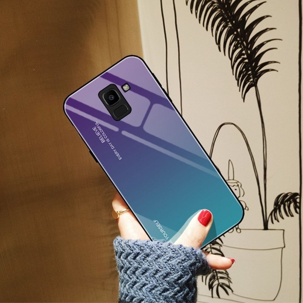 marque generique - Coque en TPU verre hybride dégradé violet/bleu pour votre Samsung Galaxy J6 (2018) - Coque, étui smartphone