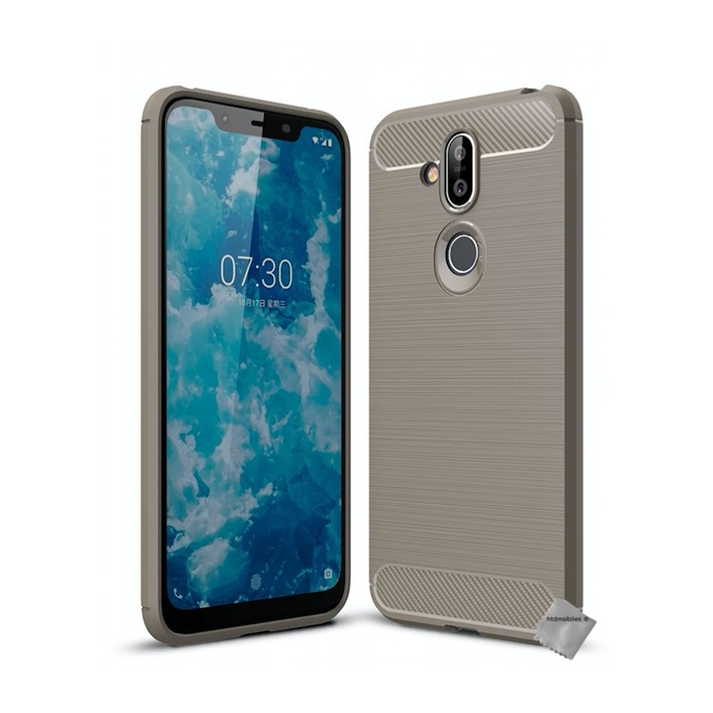 Htdmobiles - Housse etui coque silicone gel carbone pour Nokia 8.1 (2019) + verre trempe - GRIS - Autres accessoires smartphone
