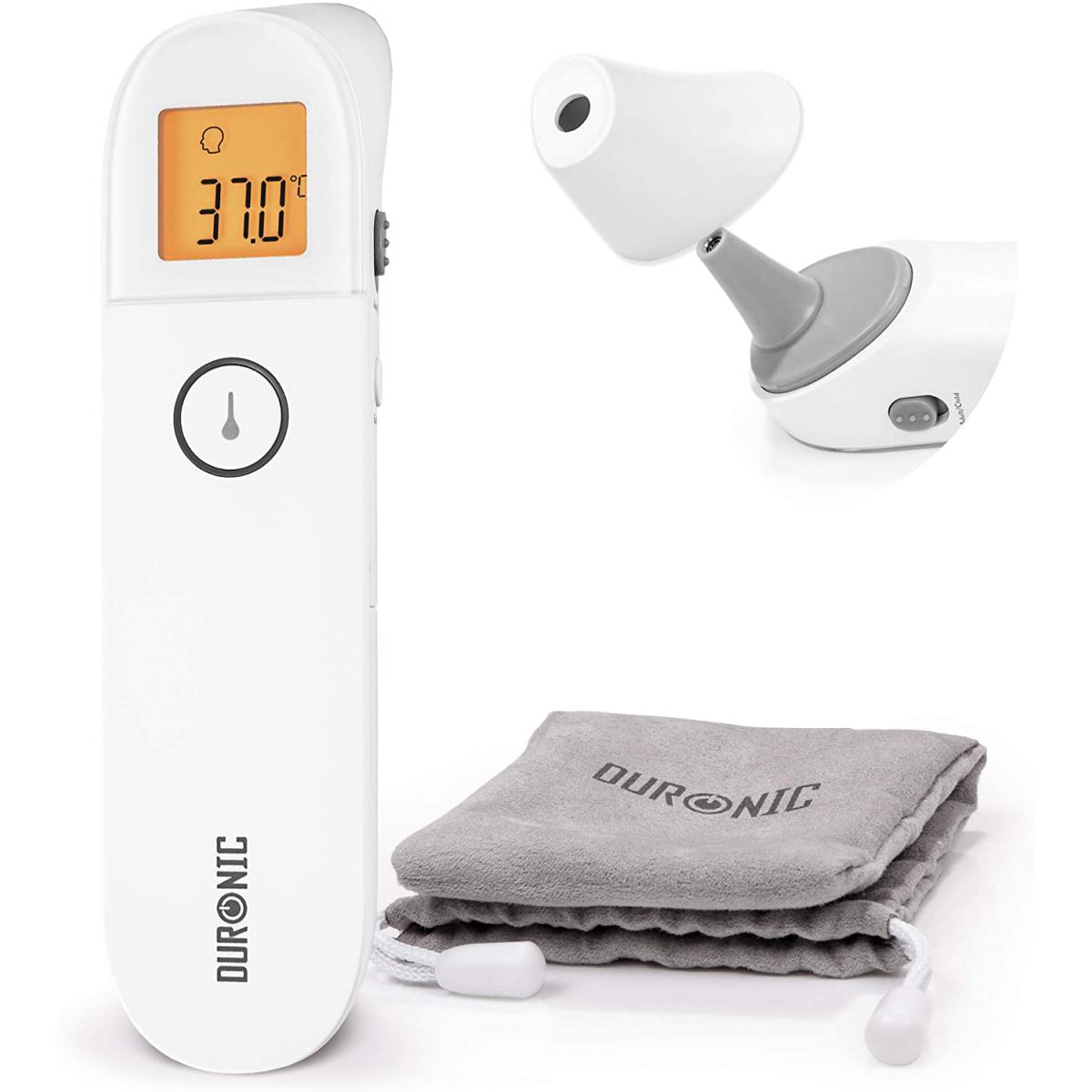 Duronic - Duronic IRT3W Thermomètre infrarouge 3 en 1 | Température par l'oreille et le front | Modes adultes/enfants/objets | Mesure sans contact | Fonction de mémorisation | Alerte de fièvre | Pochette - Thermomètre connecté