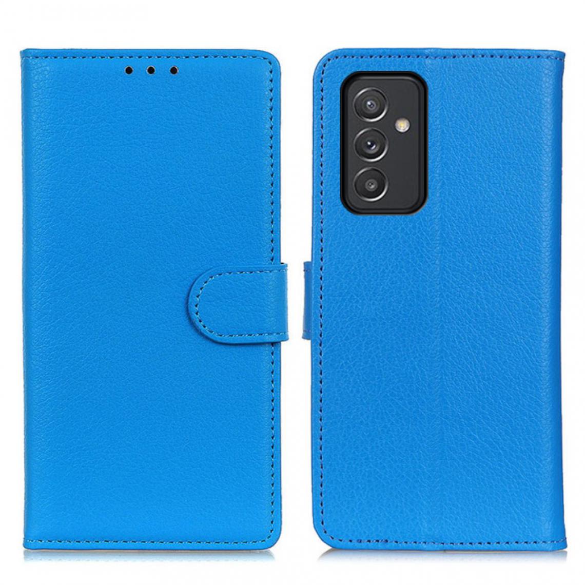 Other - Etui en PU Peau de Litchi avec support bleu pour votre Samsung Galaxy A82 5G - Coque, étui smartphone