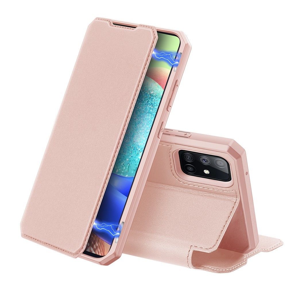 Generic - Etui en PU peau x auto-absorbée avec support et porte-cartes rose pour votre Samsung Galaxy A71 5G SM-A716 - Coque, étui smartphone