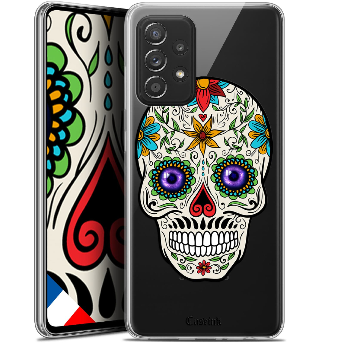 Caseink - Coque Pour Samsung Galaxy A52 5G (6.5 ) [Gel HD Collection Skull Design Maria's Flower - Souple - Ultra Fin - Imprimé en France] - Coque, étui smartphone
