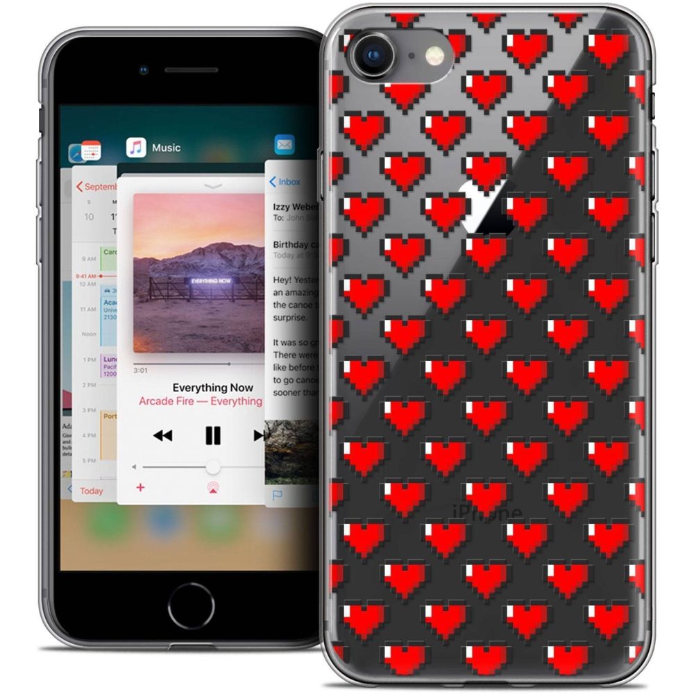 Caseink - Coque Housse Etui Apple iPhone 8 (4.7 ) [Crystal Gel HD Collection Love Saint Valentin Design Pixel Art - Souple - Ultra Fin - Imprimé en France] - Coque, étui smartphone