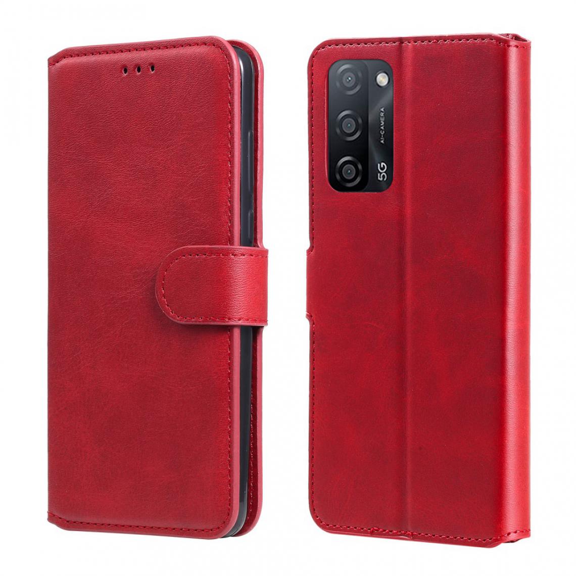 Other - Etui en PU avec support rouge pour votre Oppo A54 4G/A55 5G/Realme V11 5G - Coque, étui smartphone