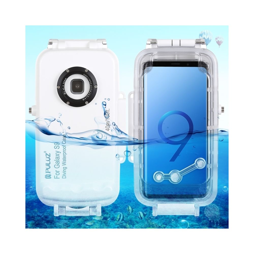 Wewoo - Coque 40m / 130ft Boîtier de plongée étanche Vidéo Prenant une protection sous-marine pour Galaxy S9 (Blanc) - Coque, étui smartphone