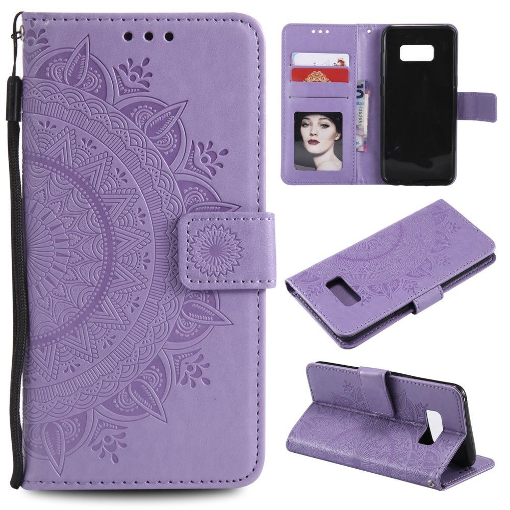 marque generique - Etui en PU + TPU fleur magnétique violet pour votre Samsung Galaxy S8 SM-G950 - Coque, étui smartphone