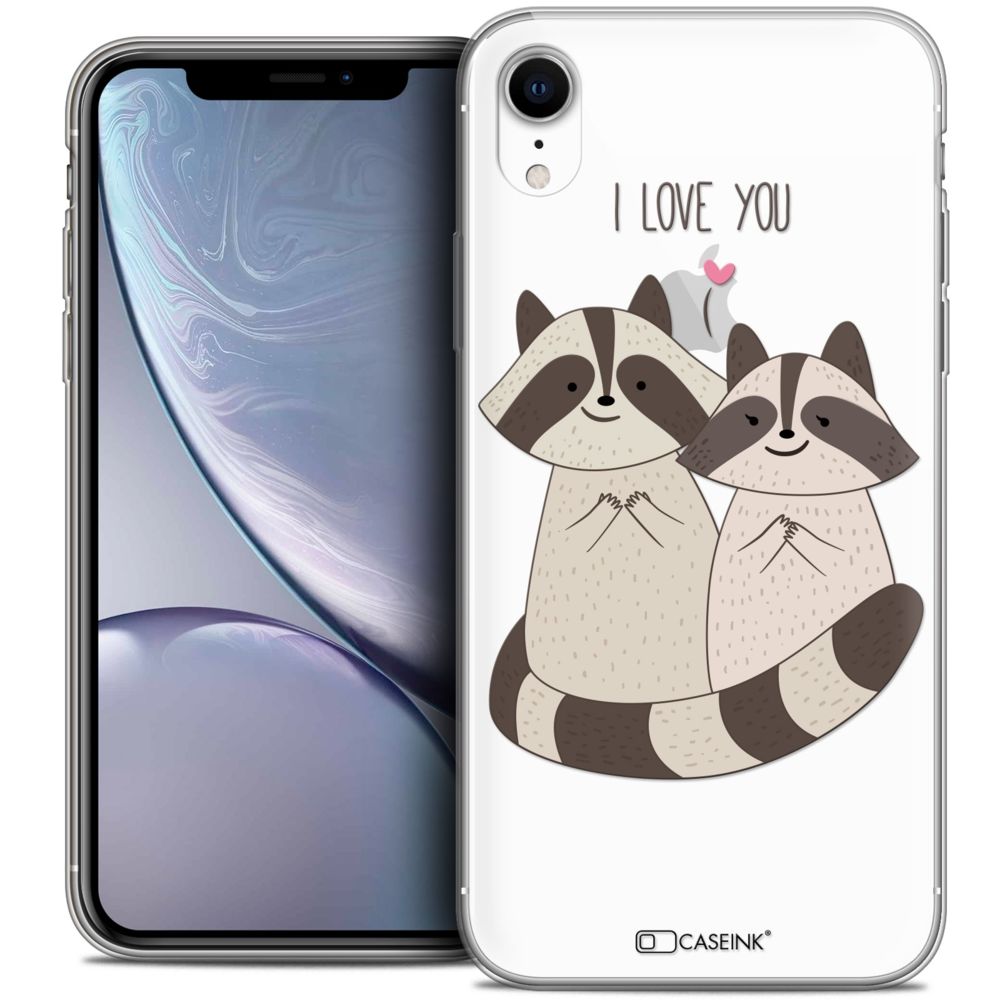 Caseink - Coque Housse Etui Apple iPhone Xr (6.1 ) [Crystal Gel HD Collection Sweetie Design Racoon Love - Souple - Ultra Fin - Imprimé en France] - Coque, étui smartphone