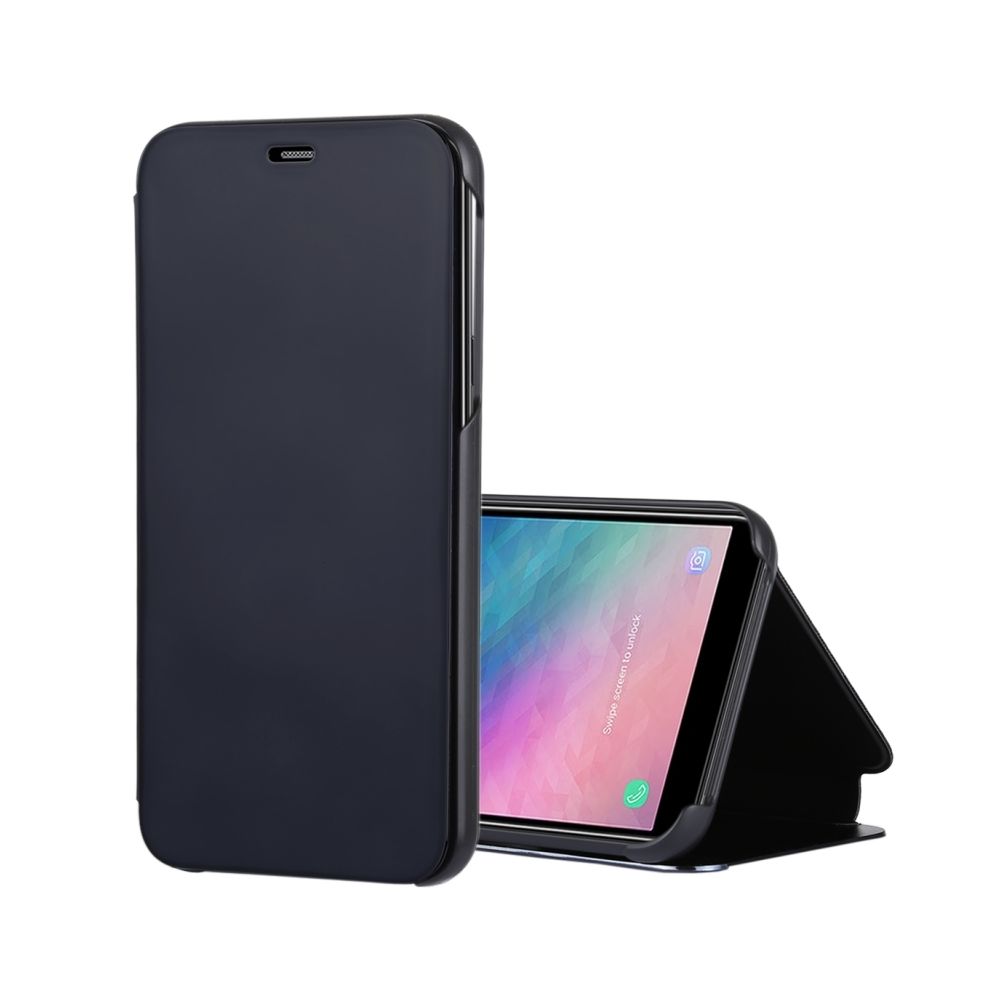 Wewoo - Housse Etui en cuir pour miroir horizontal Galaxy A6 + 2018, avec support noir - Coque, étui smartphone