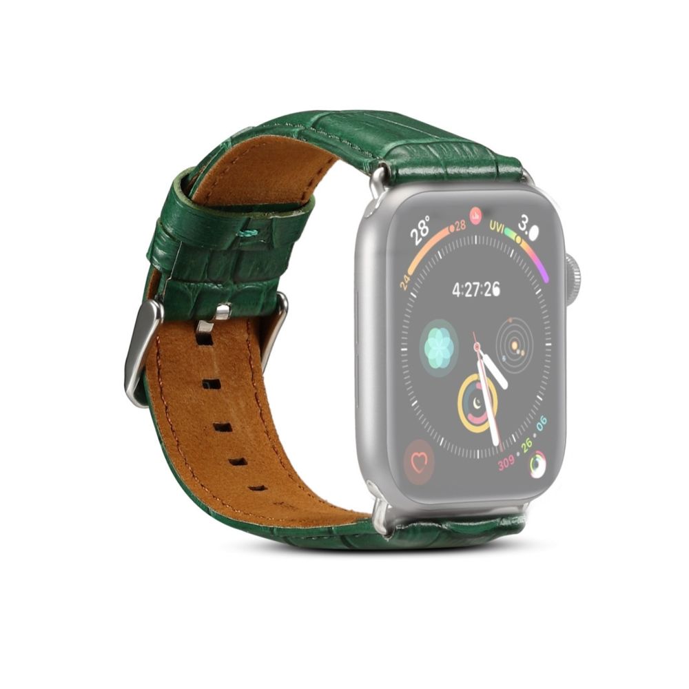 Wewoo - Denior Crocodile Grain Watch Bracelet en cuir de vachette pour Apple Series 5 et 4 40 mm / 3 et 2 et 1 38 mm vert - Accessoires Apple Watch