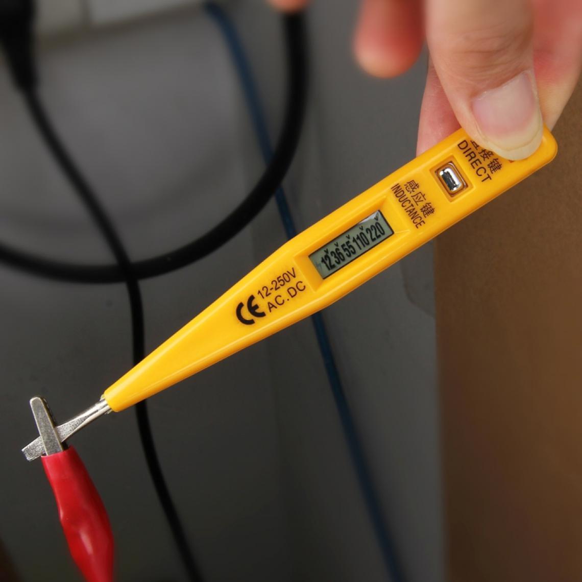 Wewoo - Détecteur de tension jaune Testeur de de de circuit de test de de courant continu d'AC DC 12-250V - Tensiomètre connecté